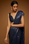 Shop_Neeta Lulla_Blue Tulle Sequins V-neck Nia Embellished Saree With Blouse _Online_at_Aza_Fashions