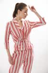 Shop_Cin Cin_Red Cotton Striped Shawl Collar Stin Shirt And Pant Set _Online_at_Aza_Fashions