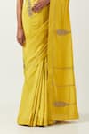 Shop_Label Earthen_Yellow Chiniya Silk Embroidered Floral Geeta Saree With Mehar Blouse  _Online_at_Aza_Fashions