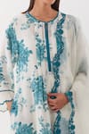 Buy_Amisha Kothari_Ivory Cotton, Organza, Cut Work, Floral Printed Kurta Set With Dupatta _Online_at_Aza_Fashions