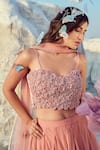 Shop_Nikita Vishakha_Pink Organza, Net, Jacquard, Chiffon Embroidery, Hand Mesh Blouse Lehenga Set _Online_at_Aza_Fashions