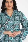 Buy Bha Sha Green Rayon, Poplin Lace Collared Cloud Mandala Print Tunic With Pant Online at Aza Fashions Buy_Bha Sha_Green Rayon, Poplin Lace Collared Cloud Mandala Print Tunic With Pant _Online_at_Aza_Fashions