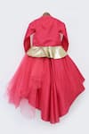 Shop_Fayon Kids_Coral Net, Silk Sequins High Low Hem Gown With Jacket _Online_at_Aza_Fashions