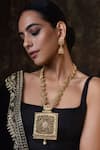 SWABHIMANN_Gold Plated Pearl Temple Necklace Set _Online_at_Aza_Fashions