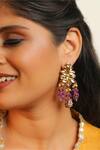 Ishhaara_Purple Pearls, Stones Embellished Earrings _at_Aza_Fashions