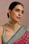 Shop_Swabhimann_Green Beads, Diamonds Multi-layered Choker Set _Online_at_Aza_Fashions