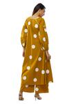 Shop_Khat_Yellow Round Neck Polka Dot Dress Pant Co-ord Set _Online_at_Aza_Fashions