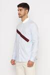 Shop_Lacquer Embassy_Blue 100% Cotton Ave Color Block Strip Shirt  _Online_at_Aza_Fashions