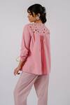 Buy_Tussah By Siddhi Shah_Pink Cotton Cut Work Round Neck Placed Shirt With Pant _Online_at_Aza_Fashions