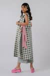 Shop_Tussah by Siddhi Shah_Black Cotton Printed Checkered Jacket Notched Lapel Pant Set  _Online_at_Aza_Fashions