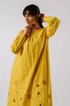 Shop_Tussah By Siddhi Shah_Yellow Cotton Cut-work Round Hem Kurta With Pant  _Online_at_Aza_Fashions