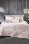 Buy_Houmn_Pink Front 100% Linen Embroidered Cradle Bedding Set_at_Aza_Fashions