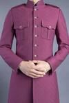 Shop_Abhishek Gupta_Purple Katan Silk Quilted Sherwani And Kurta Set _Online_at_Aza_Fashions