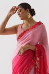 Buy_Suruchi Parakh_Red Georgette Embroidered Floral Scoop Neck Scallop Saree With Blouse _Online_at_Aza_Fashions