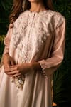 Buy_Pallavi Poddar_Pink Dupion Embroidery Thread And Pearls Round Ombre Peacock Cape & Dhoti Pant Set _Online_at_Aza_Fashions