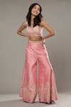 Buy_I Am Design_Pink Raw , Organza Candy Floss Embroidered Palazzo Set With Kaftan _Online_at_Aza_Fashions