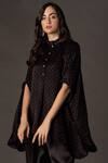 Twenty Nine_Black Gajji Silk High Neck Collar Asymmetric Bandhani Top _Online_at_Aza_Fashions