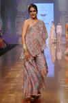 Buy_Gopi Vaid_Pink Tussar Silk Print And Embroidery Arsh Cape Style Tunic & Sharara Set _at_Aza_Fashions