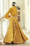 Gopi Vaid_Yellow Top Crepe Embellished Gota Shirt Collar Aqueedat And Victorian Skirt Set _Online_at_Aza_Fashions