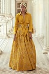 Shop_Gopi Vaid_Yellow Top Crepe Embellished Gota Shirt Collar Aqueedat And Victorian Skirt Set _Online_at_Aza_Fashions