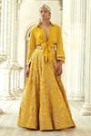 Gopi Vaid_Yellow Top Crepe Embellished Gota Shirt Collar Aqueedat And Victorian Skirt Set _at_Aza_Fashions