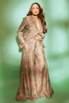 Buy_Gopi Vaid_Pink Tussar Silk Sejal Blazer And Panel Pant Set_at_Aza_Fashions