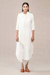 Buy_Ampm_White Linen Draped Kurta And Dhoti Pant Set_Online_at_Aza_Fashions