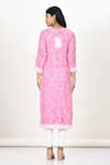 Shop_Khwaab by Sanjana Lakhani_Pink Cotton Silk Printed Polka Dots Notched Kurta _at_Aza_Fashions