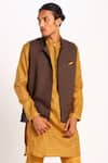 Buy_Son of A Noble Snob_Brown Linen Bundi  _at_Aza_Fashions