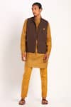 Son of A Noble Snob_Brown Linen Bundi  _Online_at_Aza_Fashions