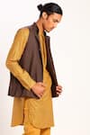 Shop_Son of A Noble Snob_Brown Linen Bundi  _Online_at_Aza_Fashions