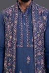 Buy_Raghavendra Rathore Jodhpur_Blue Silk Embroidery Thread Long Waistcoat _Online_at_Aza_Fashions