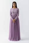 Buy_suruchi parakh_Purple Georgette Crepe Lining Shantoon Embellishment Thread And Sequin Tunic_at_Aza_Fashions