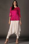 Buy_Twenty Nine_Pink Gajji Silk Round Bandhani Peplum Top _at_Aza_Fashions