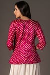 Shop_Twenty Nine_Pink Gajji Silk Round Bandhani Peplum Top _at_Aza_Fashions