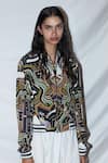 Buy_Anamika Khanna_Multi Color Silk Printed Bomber Jacket_at_Aza_Fashions
