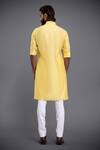 Shop_Raghavendra Rathore Jodhpur_Yellow Silk Embroidery Thread Kurta _at_Aza_Fashions