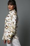 House of Three_White Viscose Satin Printed Jewel Collared Dravidian Shirt  _Online_at_Aza_Fashions