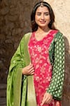 Inara Jaipur_Pink Kurta Banarasi Brocade Pant Raw Silk With Attached Cotton Set _at_Aza_Fashions