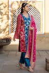 Inara Jaipur_Blue Kurta Banarasi Brocade Pant Raw Silk With Attached Cotton Set _Online_at_Aza_Fashions