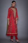 RI.Ritu Kumar Red Block Printed Anarkali Set Online at Aza Fashions RI.Ritu Kumar_Red Block Printed Anarkali Set _Online_at_Aza_Fashions