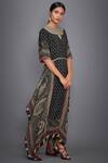 RI.Ritu Kumar_Black Asymmetric Embroidered Long Kurta_Online_at_Aza_Fashions