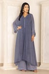 Buy_Inara Jaipur_Blue Kurta And Palazzo Georgette Leheriya Kurta Lining Cotton & Set  _at_Aza_Fashions