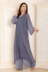 Buy_Inara Jaipur_Blue Kurta And Palazzo Georgette Leheriya Kurta Lining Cotton & Set  _Online_at_Aza_Fashions