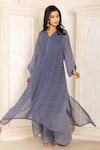 Shop_Inara Jaipur_Blue Kurta And Palazzo Georgette Leheriya Kurta Lining Cotton & Set  _Online_at_Aza_Fashions