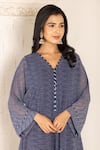 Inara Jaipur_Blue Kurta And Palazzo Georgette Leheriya Kurta Lining Cotton & Set  _at_Aza_Fashions