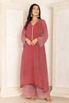 Buy_Inara Jaipur_Maroon Kurta And Palazzo Georgette Leheriya Kurta Lining & Set  _at_Aza_Fashions