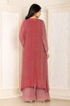 Shop_Inara Jaipur_Maroon Kurta And Palazzo Georgette Leheriya Kurta Lining & Set  _at_Aza_Fashions