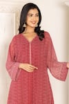 Shop_Inara Jaipur_Maroon Kurta And Palazzo Georgette Leheriya Kurta Lining & Set  _Online_at_Aza_Fashions