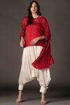 Twenty Nine_Red Gajji Silk Round Asymmetric Bandhani Top_Online_at_Aza_Fashions